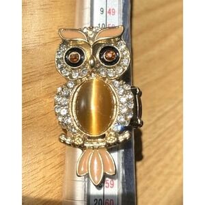 Tigers Eye Owl Ring Flexible Expandable Band Other Faux Gemstones